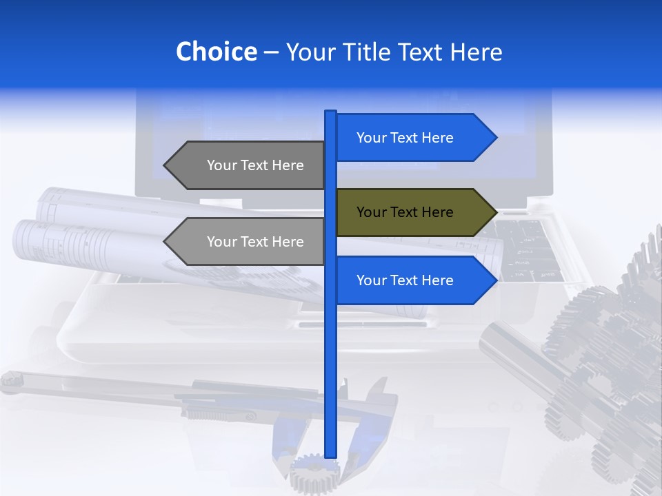 A Computer Screen With A Pen And A Model Of A House PowerPoint Template