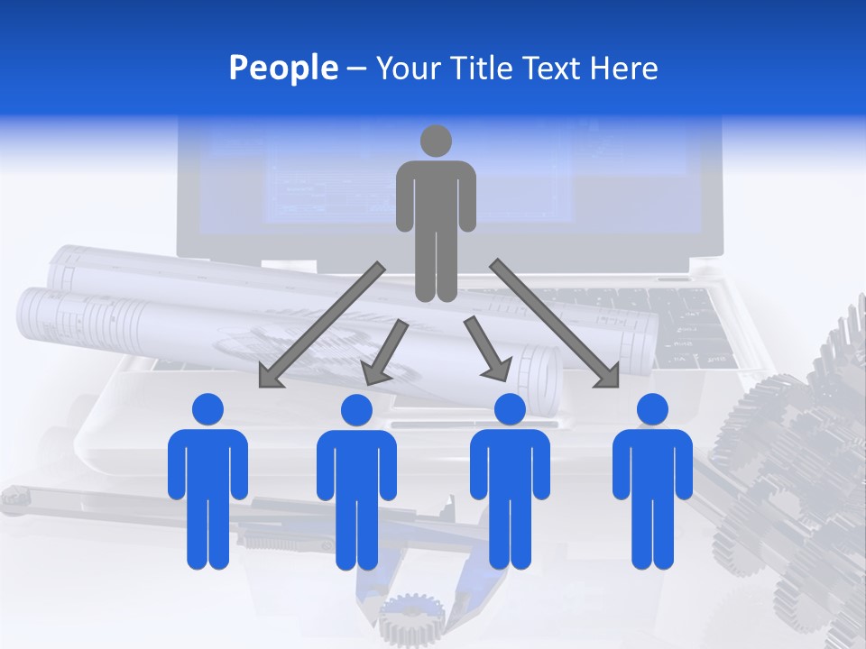 A Computer Screen With A Pen And A Model Of A House PowerPoint Template