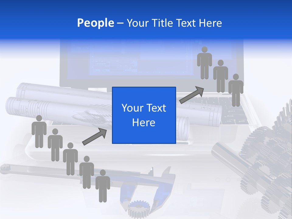 A Computer Screen With A Pen And A Model Of A House PowerPoint Template