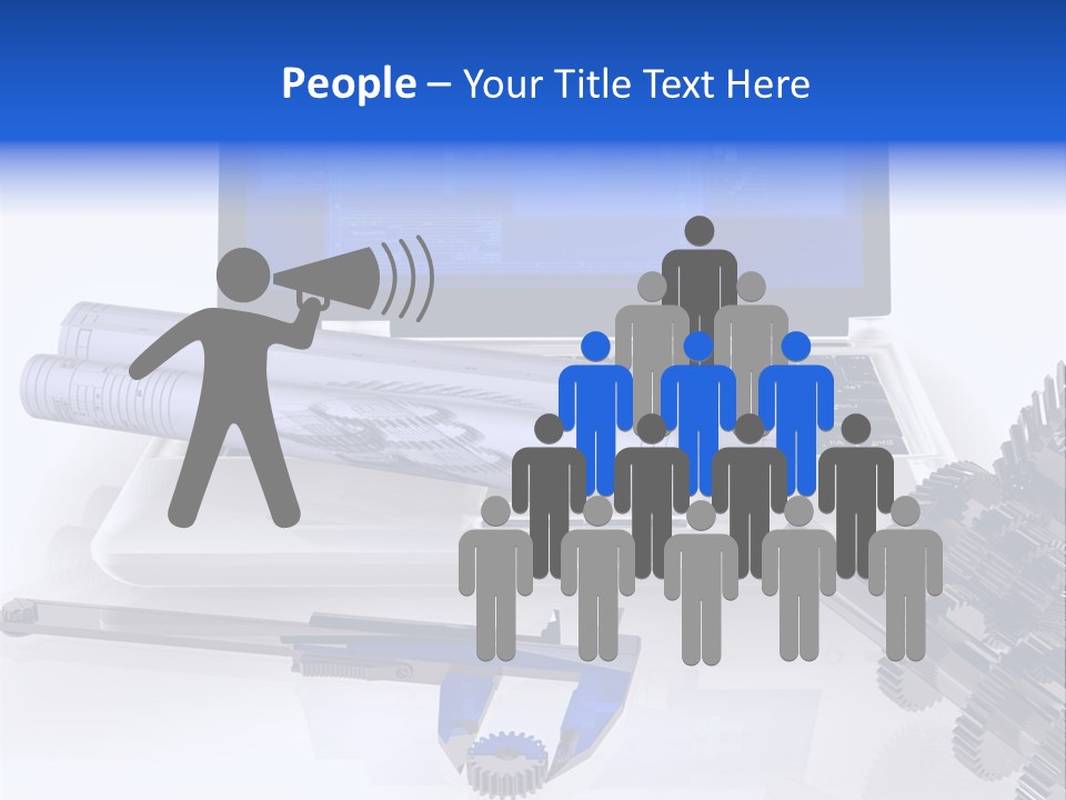 A Computer Screen With A Pen And A Model Of A House PowerPoint Template