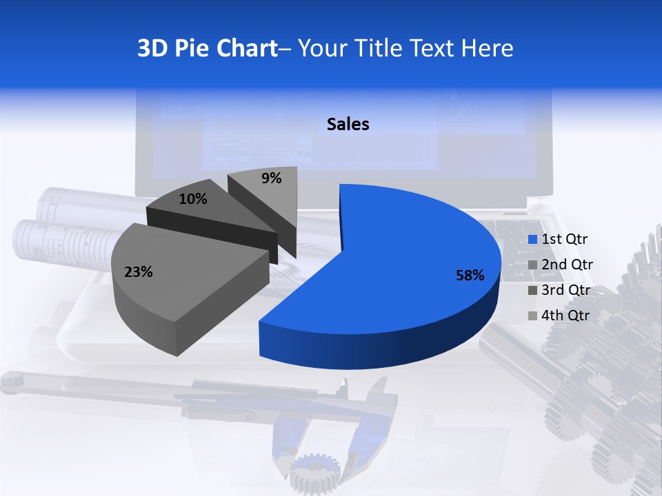 A Computer Screen With A Pen And A Model Of A House PowerPoint Template
