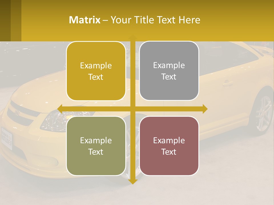 A Yellow Car Is On Display In A Showroom PowerPoint Template