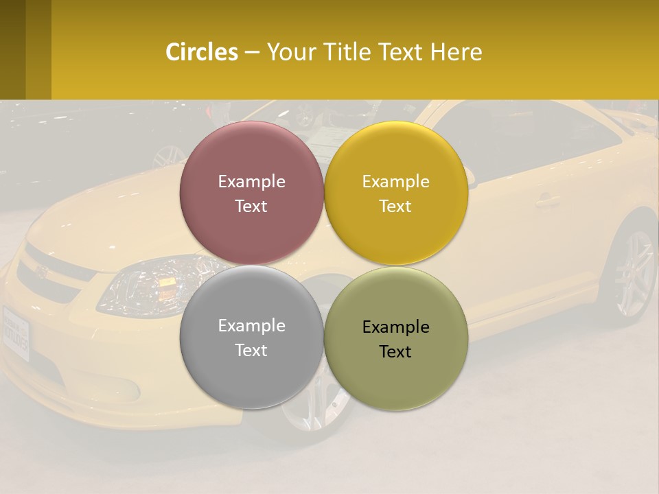 A Yellow Car Is On Display In A Showroom PowerPoint Template