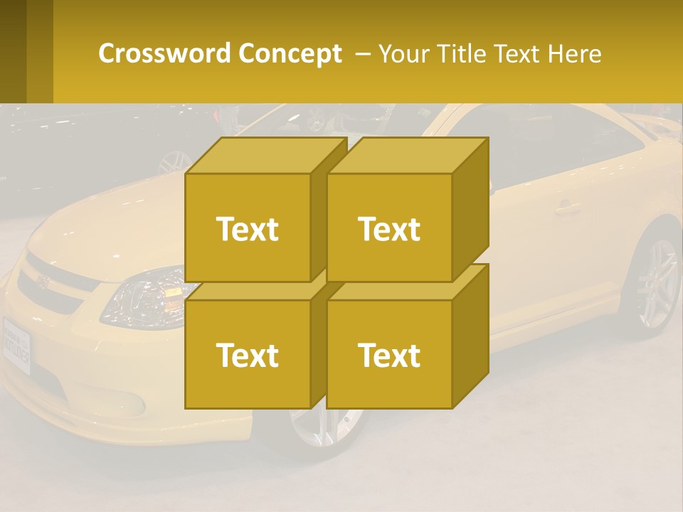 A Yellow Car Is On Display In A Showroom PowerPoint Template