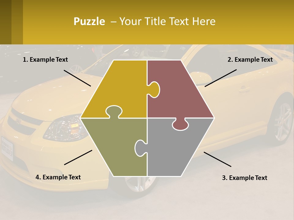 A Yellow Car Is On Display In A Showroom PowerPoint Template