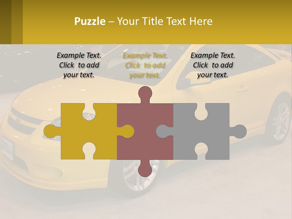 A Yellow Car Is On Display In A Showroom PowerPoint Template