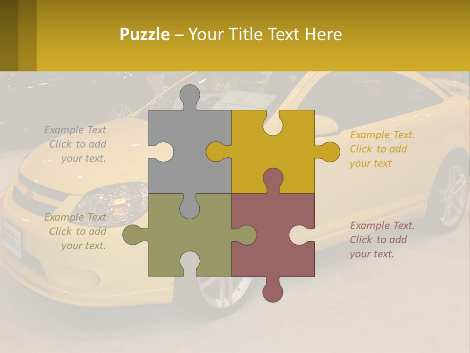 A Yellow Car Is On Display In A Showroom PowerPoint Template