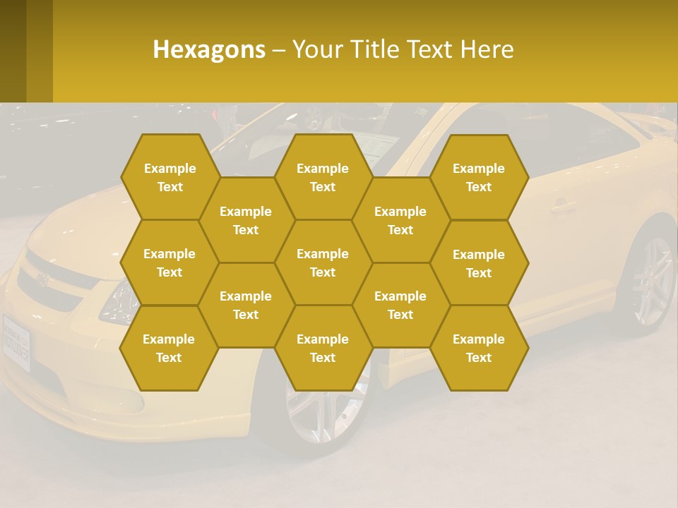 A Yellow Car Is On Display In A Showroom PowerPoint Template