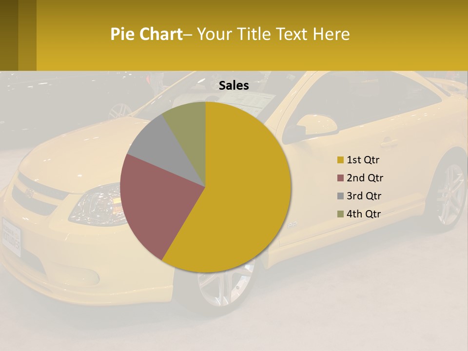 A Yellow Car Is On Display In A Showroom PowerPoint Template