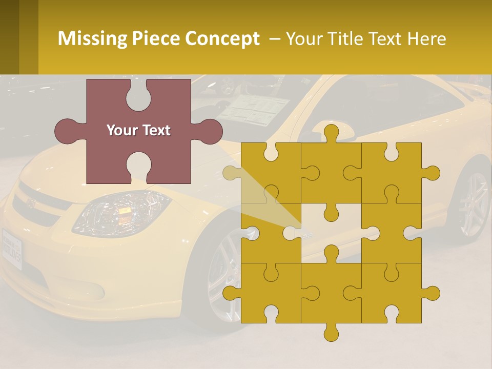 A Yellow Car Is On Display In A Showroom PowerPoint Template