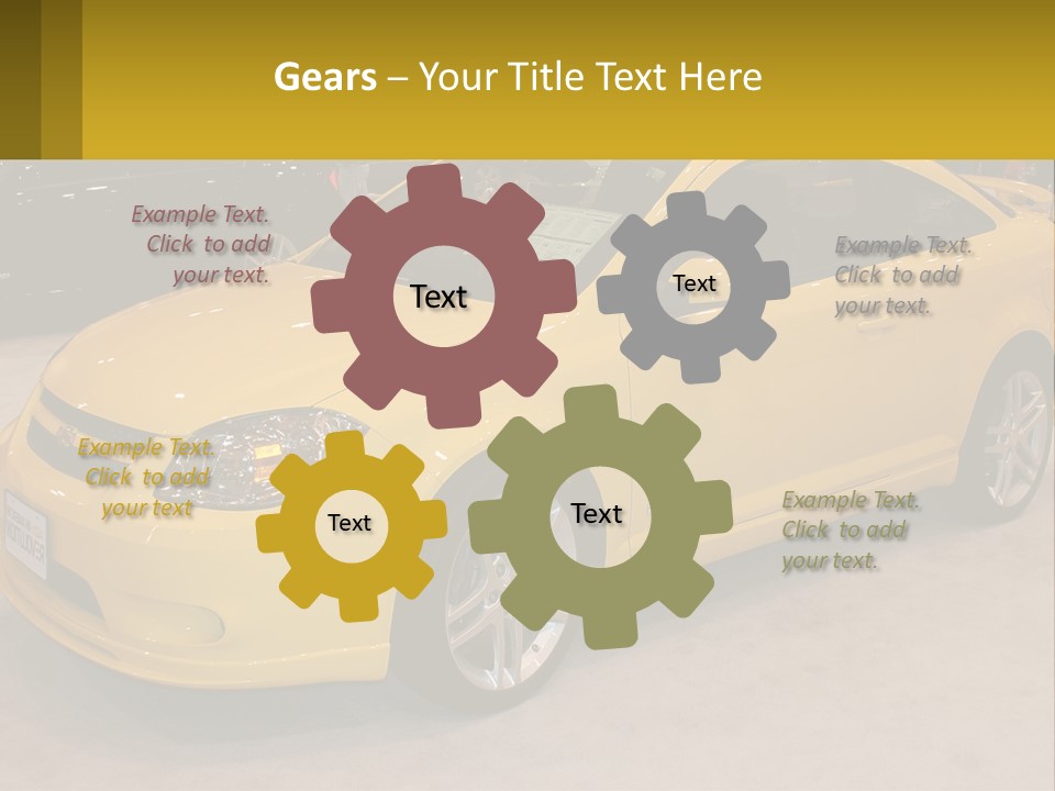 A Yellow Car Is On Display In A Showroom PowerPoint Template