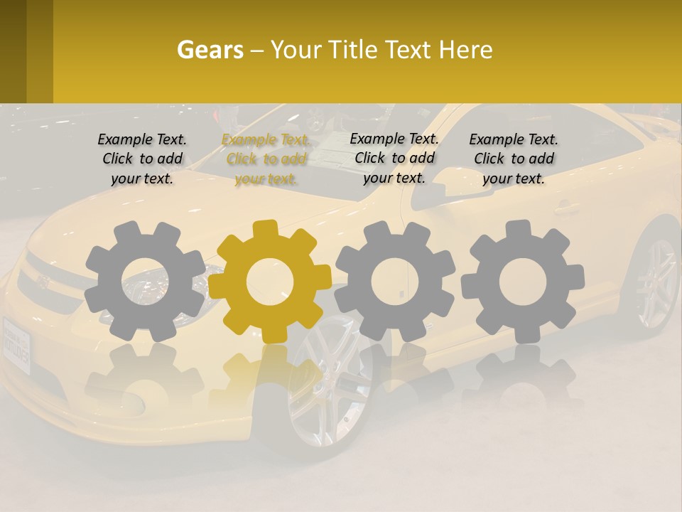 A Yellow Car Is On Display In A Showroom PowerPoint Template