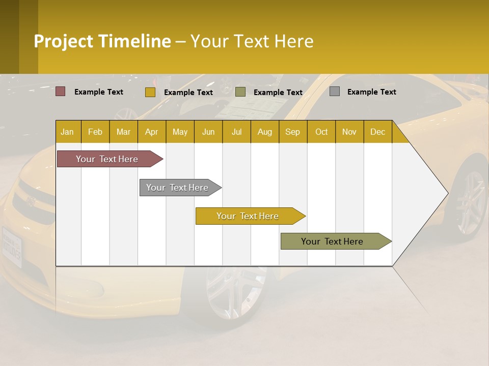 A Yellow Car Is On Display In A Showroom PowerPoint Template