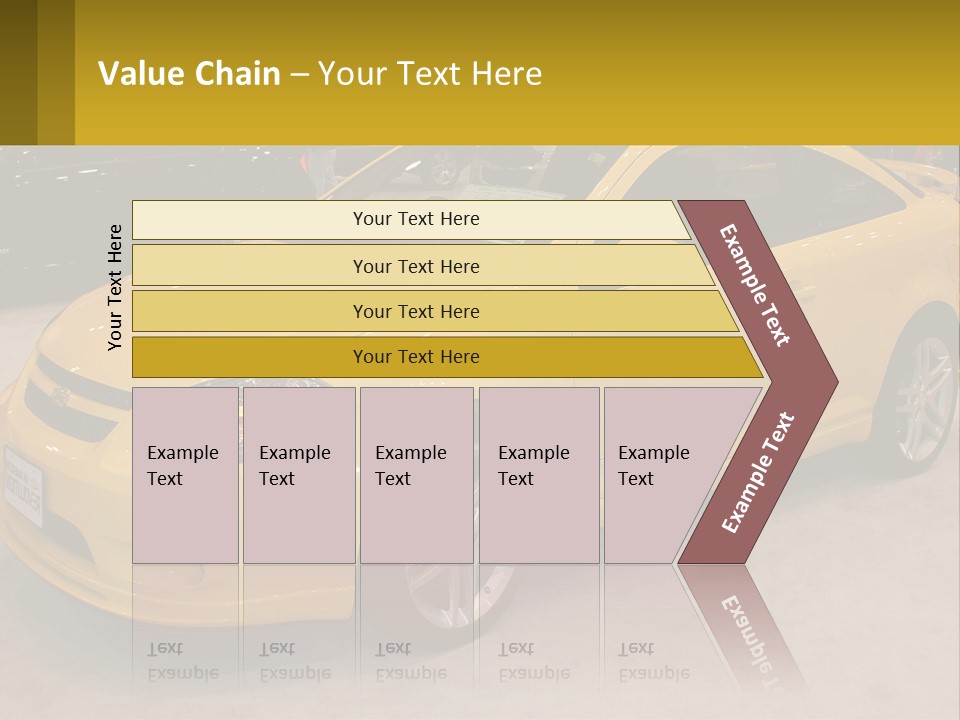 A Yellow Car Is On Display In A Showroom PowerPoint Template