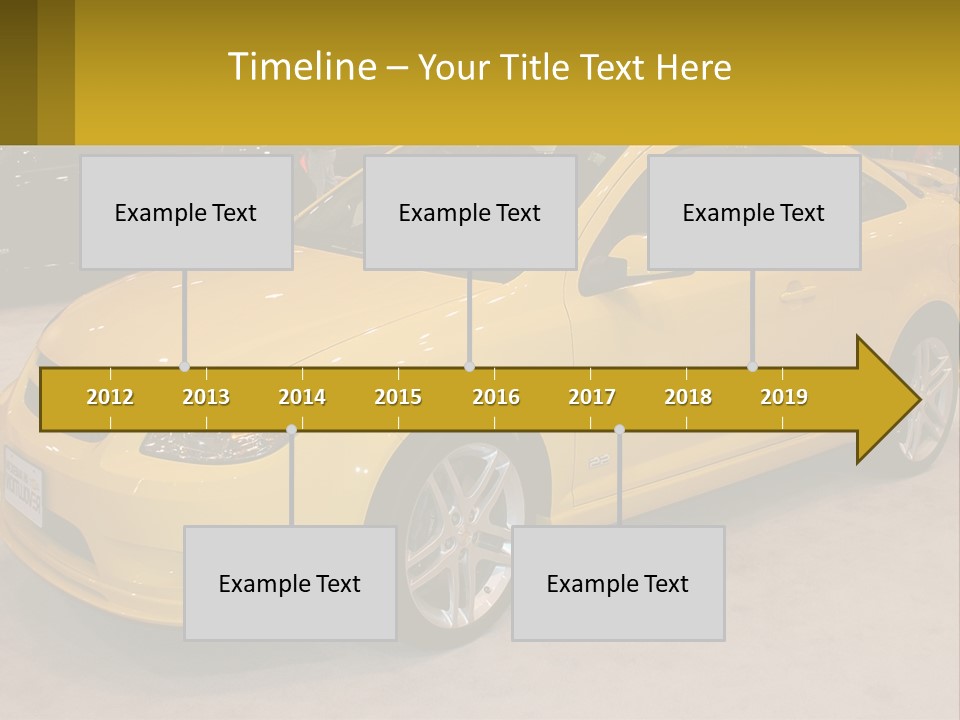 A Yellow Car Is On Display In A Showroom PowerPoint Template