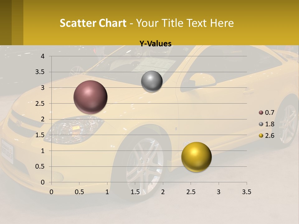 A Yellow Car Is On Display In A Showroom PowerPoint Template