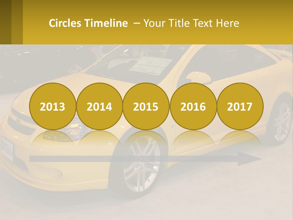 A Yellow Car Is On Display In A Showroom PowerPoint Template
