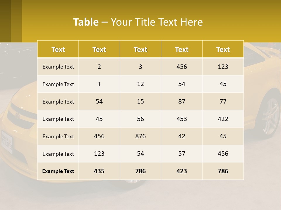 A Yellow Car Is On Display In A Showroom PowerPoint Template