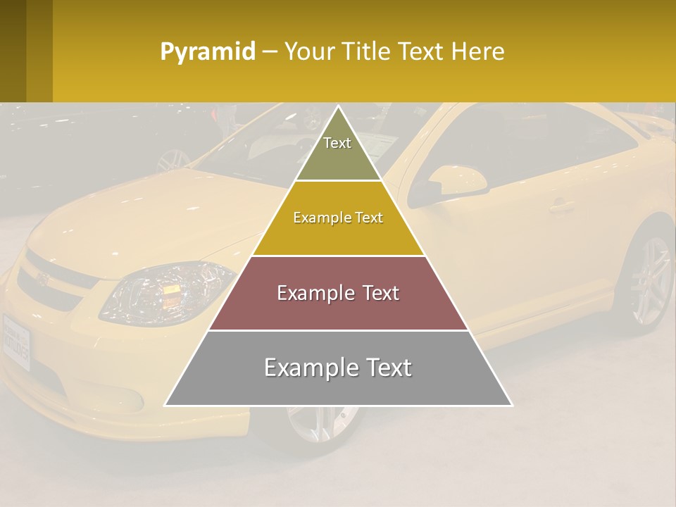 A Yellow Car Is On Display In A Showroom PowerPoint Template
