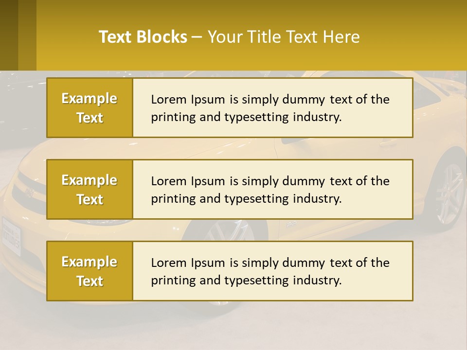 A Yellow Car Is On Display In A Showroom PowerPoint Template