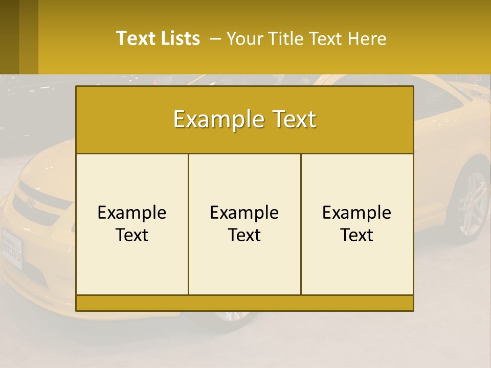 A Yellow Car Is On Display In A Showroom PowerPoint Template