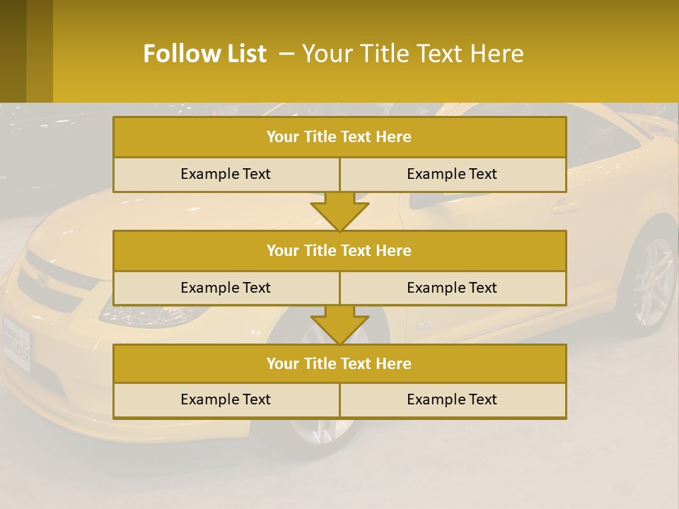A Yellow Car Is On Display In A Showroom PowerPoint Template