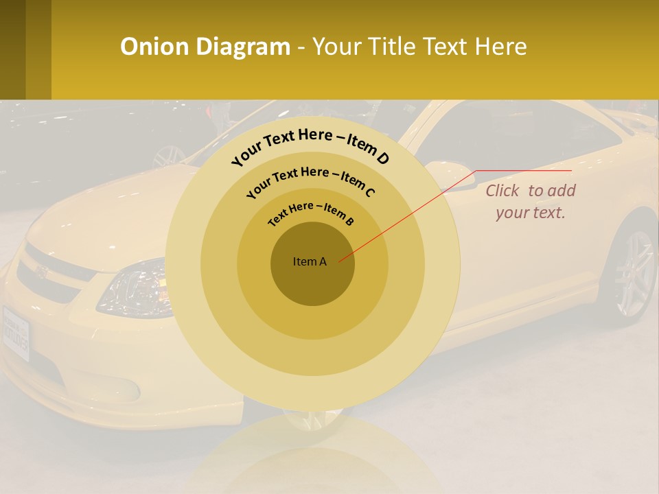 A Yellow Car Is On Display In A Showroom PowerPoint Template