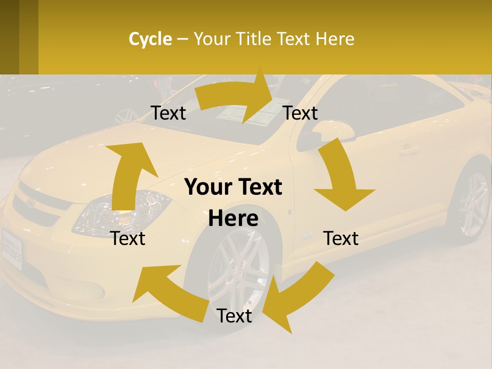 A Yellow Car Is On Display In A Showroom PowerPoint Template