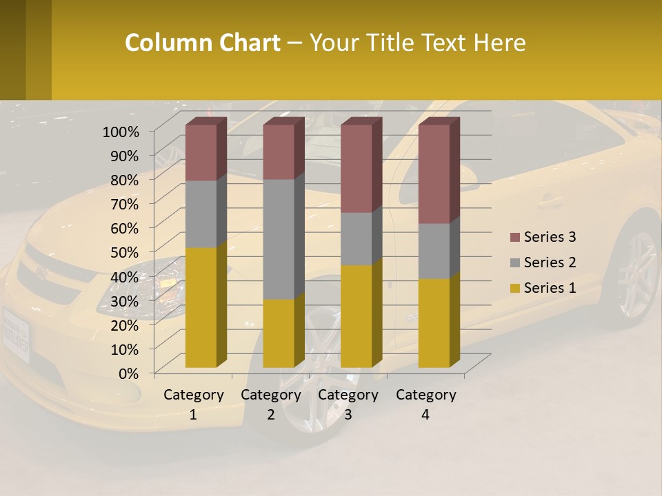 A Yellow Car Is On Display In A Showroom PowerPoint Template