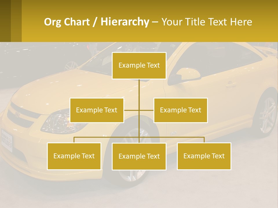 A Yellow Car Is On Display In A Showroom PowerPoint Template