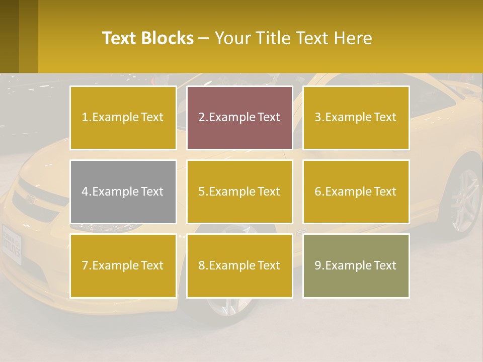 A Yellow Car Is On Display In A Showroom PowerPoint Template