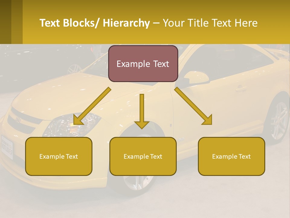 A Yellow Car Is On Display In A Showroom PowerPoint Template