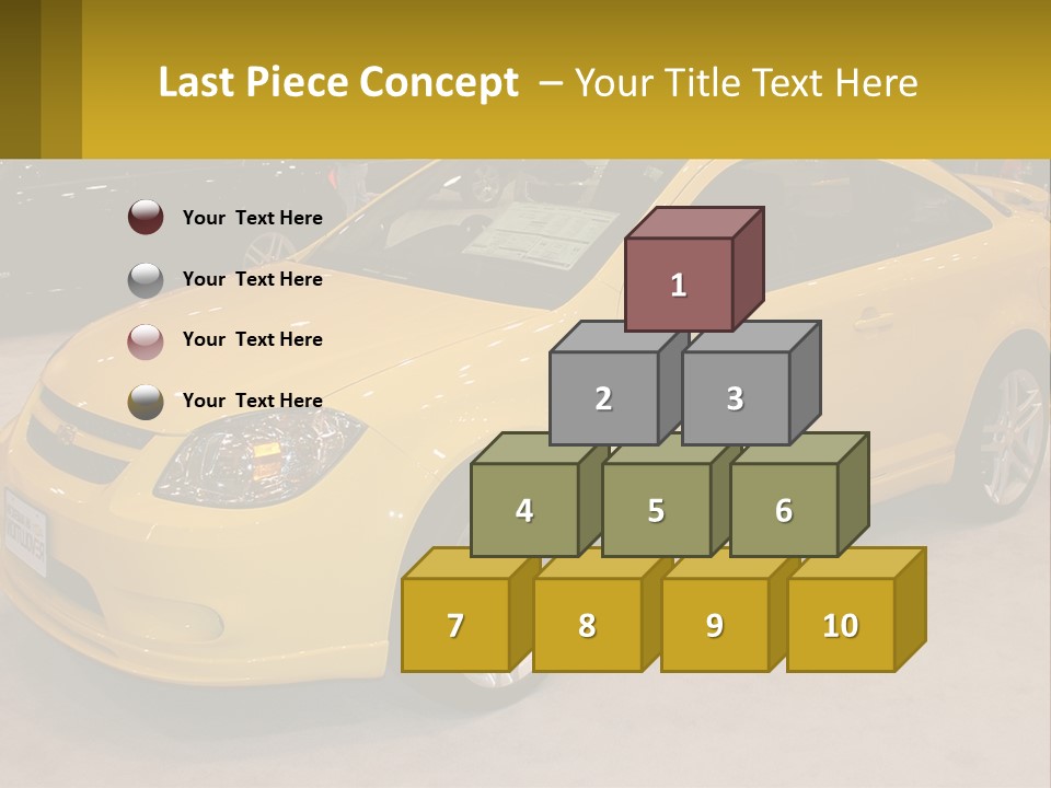 A Yellow Car Is On Display In A Showroom PowerPoint Template