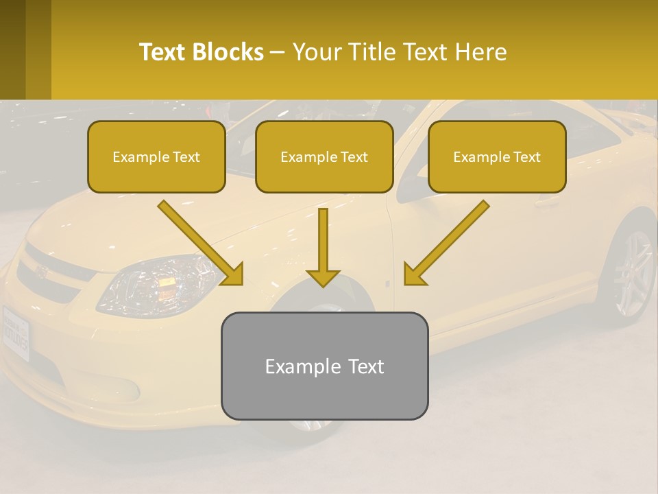 A Yellow Car Is On Display In A Showroom PowerPoint Template