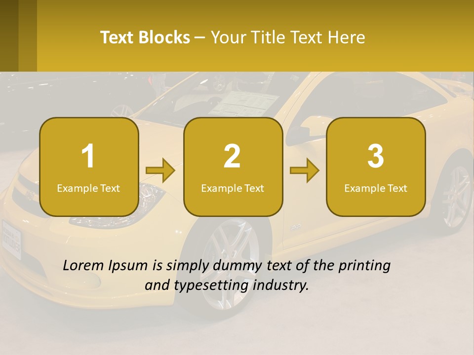 A Yellow Car Is On Display In A Showroom PowerPoint Template
