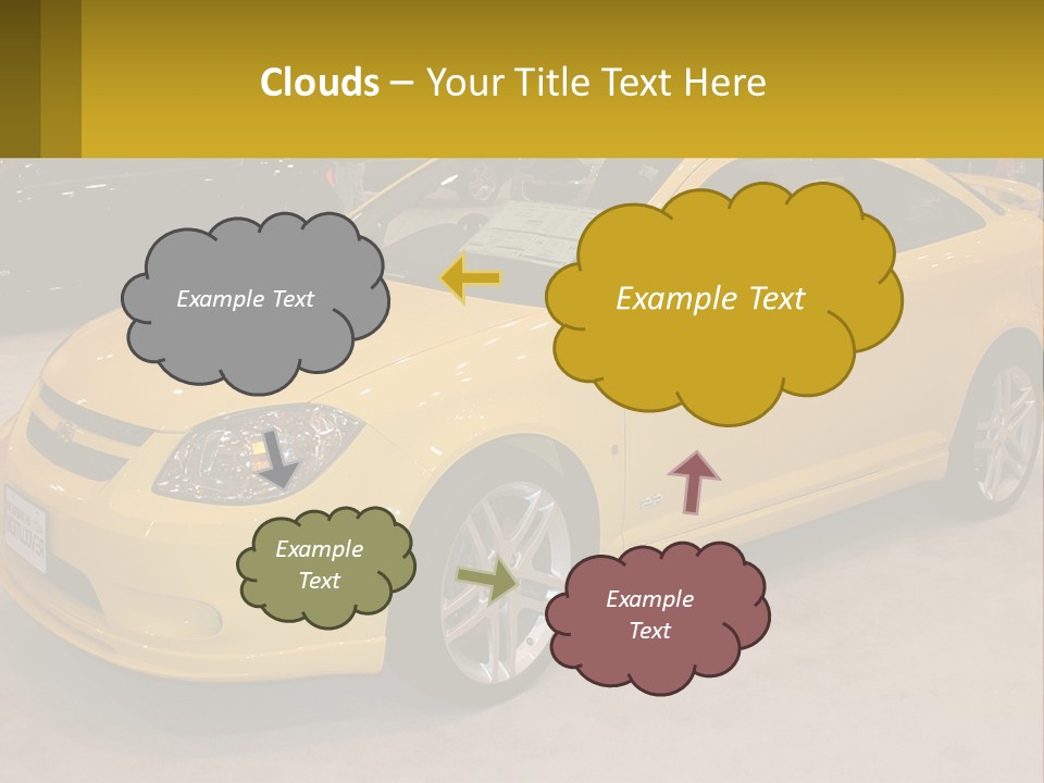 A Yellow Car Is On Display In A Showroom PowerPoint Template