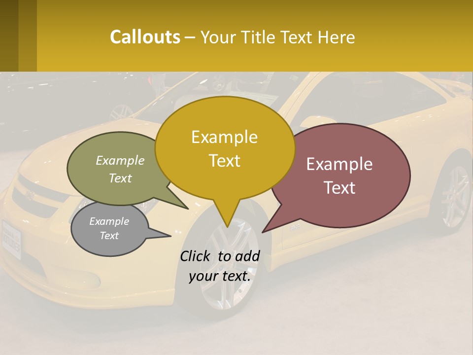 A Yellow Car Is On Display In A Showroom PowerPoint Template