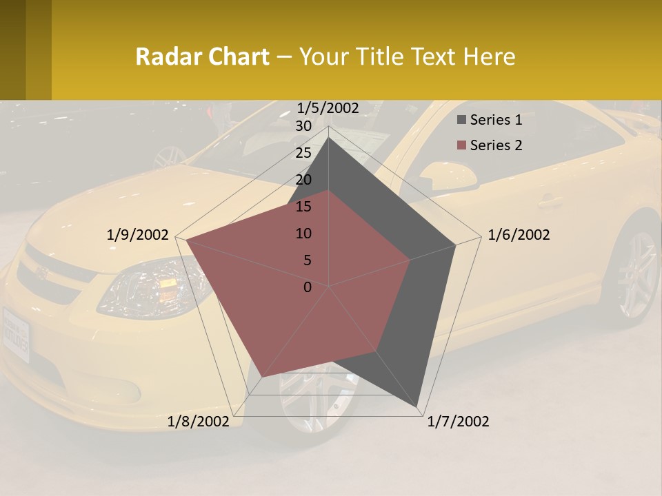 A Yellow Car Is On Display In A Showroom PowerPoint Template
