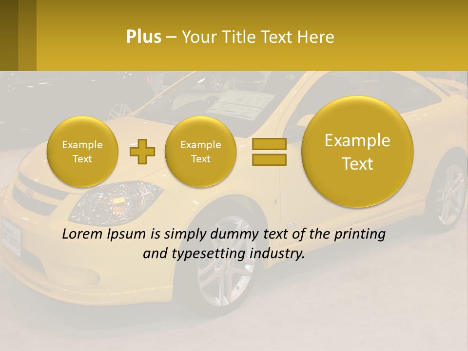 A Yellow Car Is On Display In A Showroom PowerPoint Template