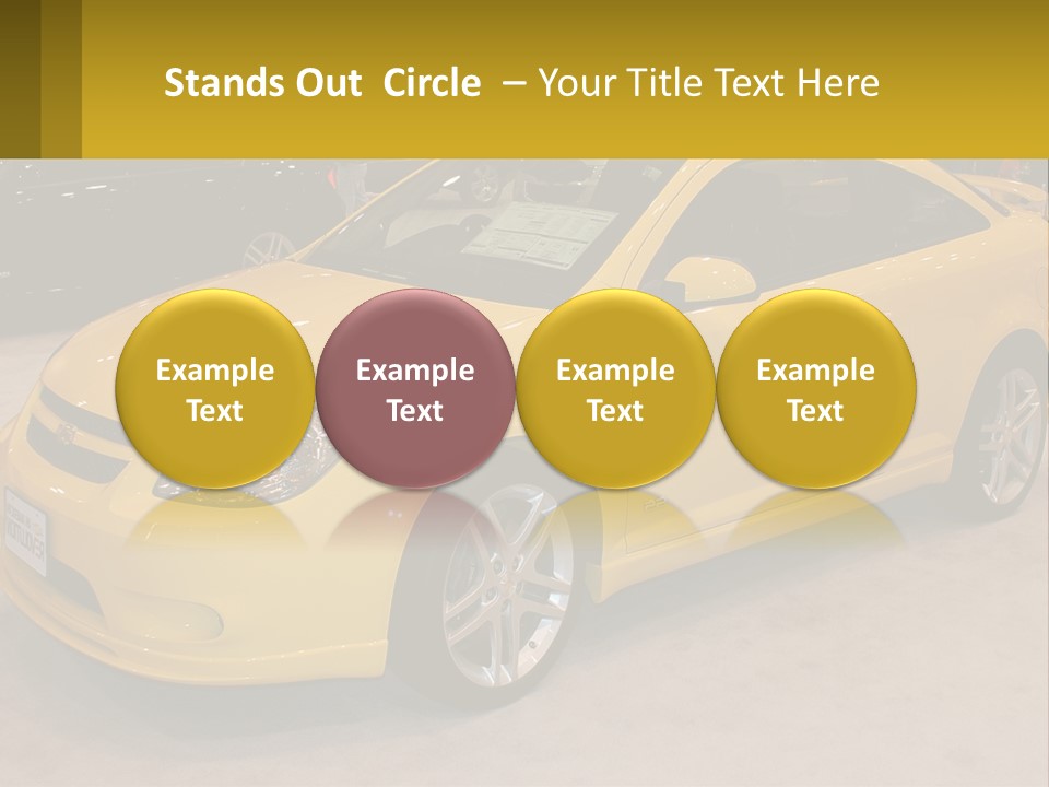 A Yellow Car Is On Display In A Showroom PowerPoint Template