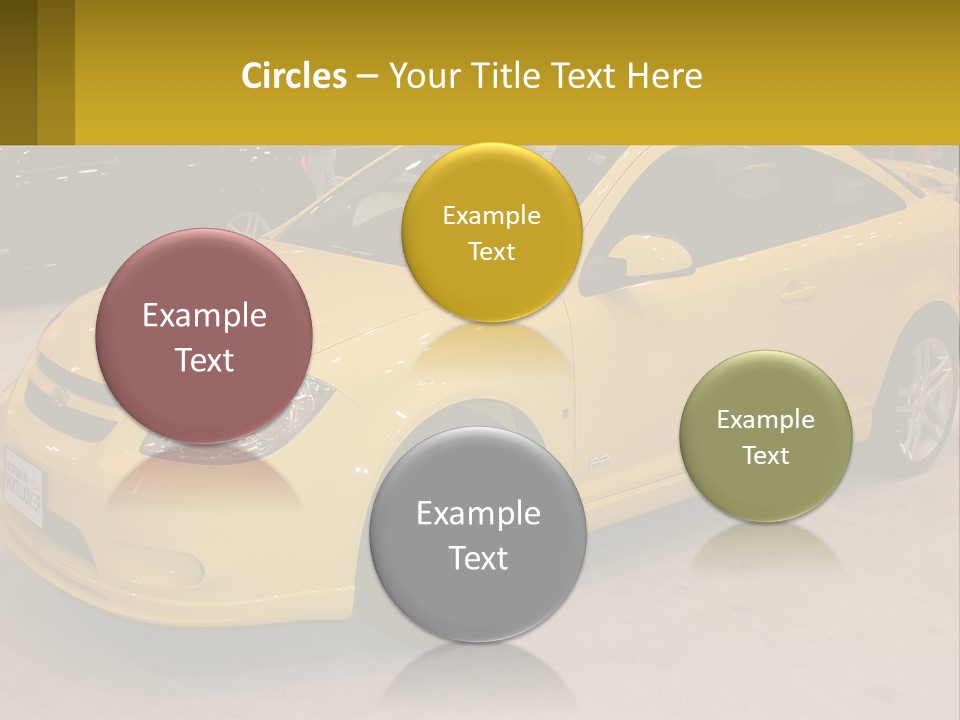 A Yellow Car Is On Display In A Showroom PowerPoint Template