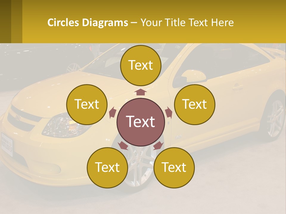 A Yellow Car Is On Display In A Showroom PowerPoint Template
