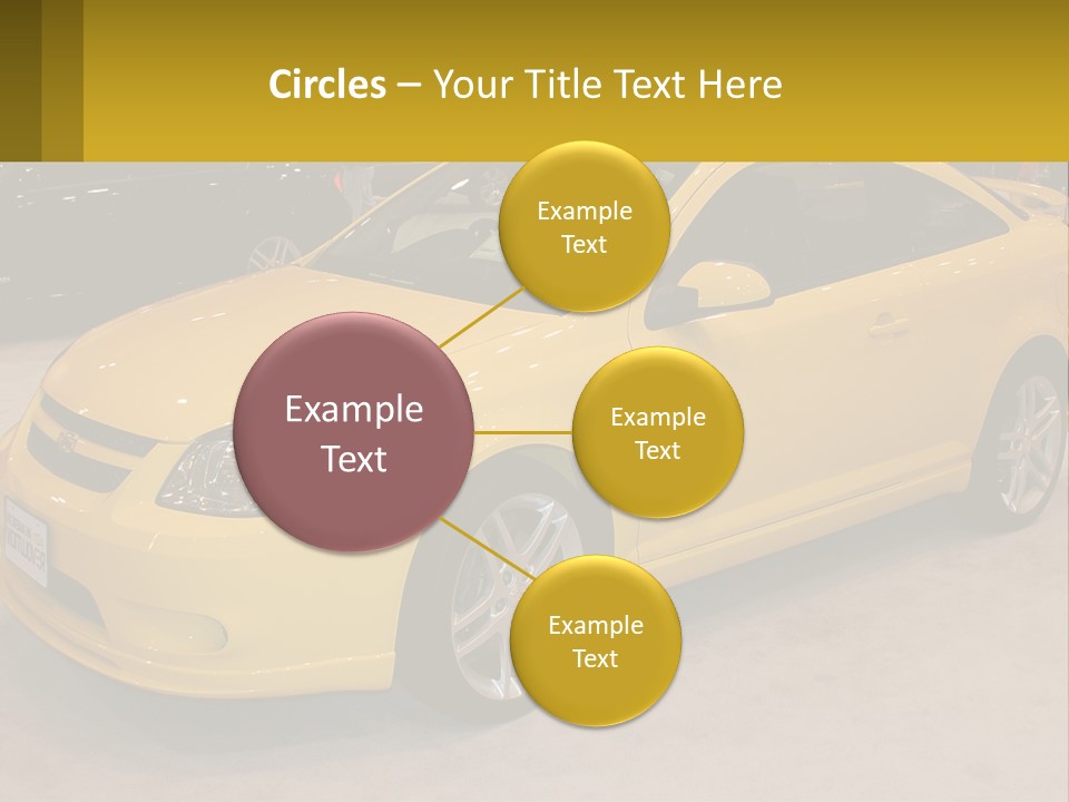 A Yellow Car Is On Display In A Showroom PowerPoint Template