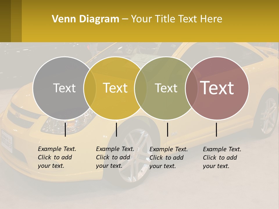 A Yellow Car Is On Display In A Showroom PowerPoint Template