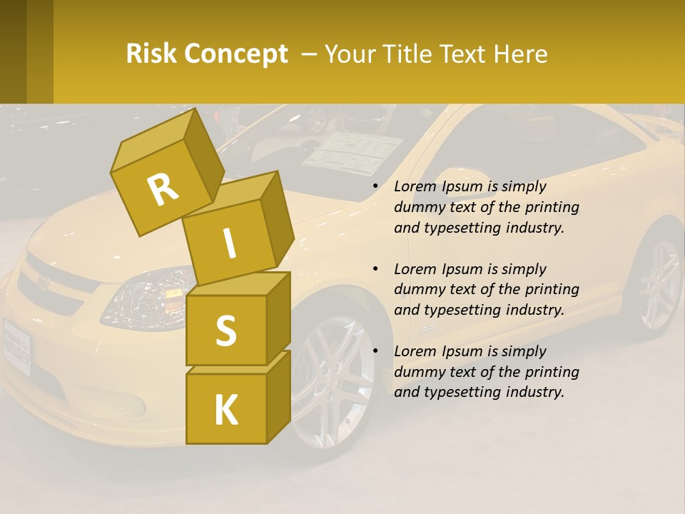A Yellow Car Is On Display In A Showroom PowerPoint Template
