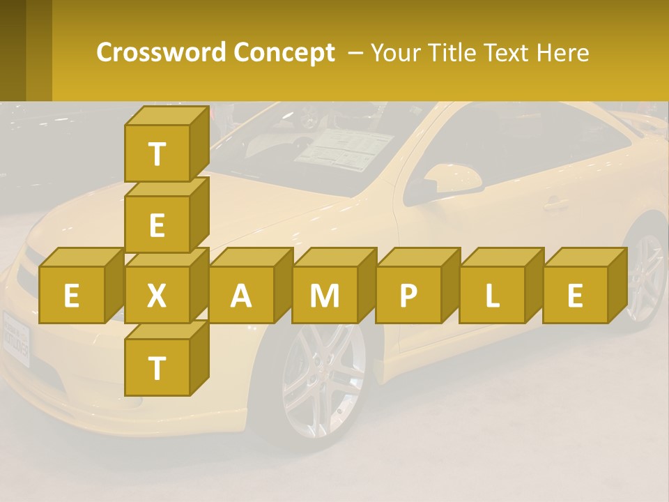 A Yellow Car Is On Display In A Showroom PowerPoint Template