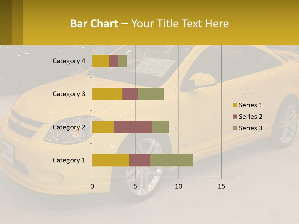 A Yellow Car Is On Display In A Showroom PowerPoint Template