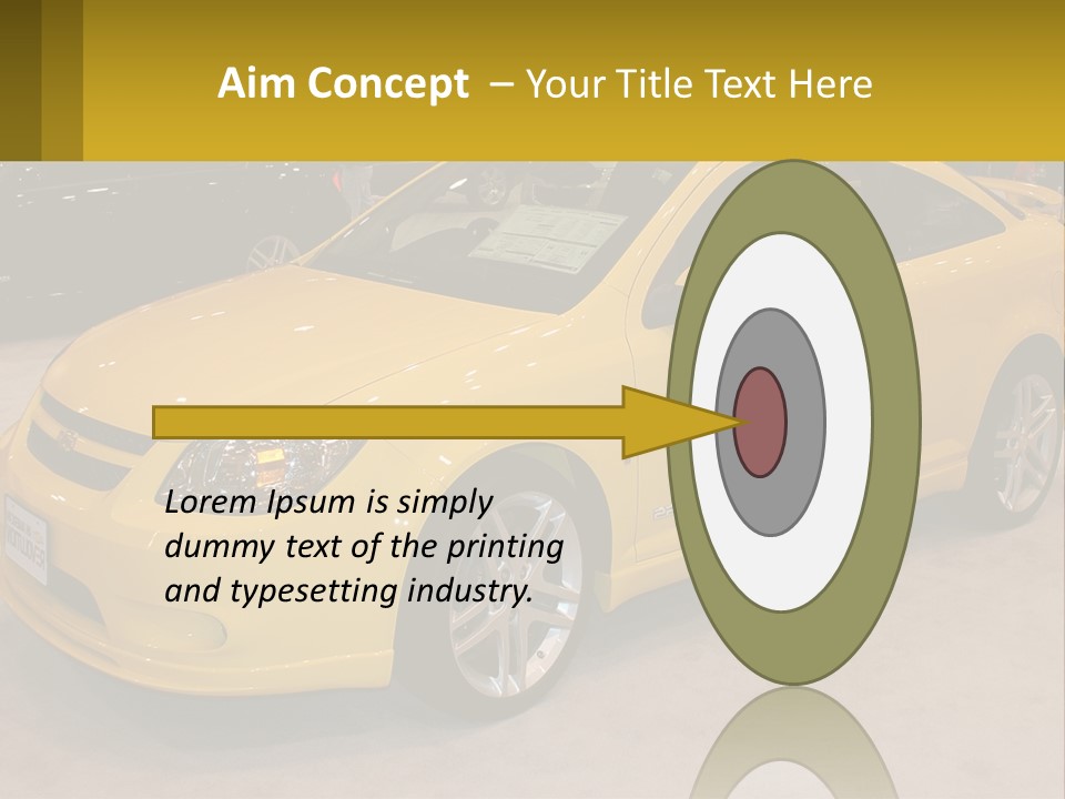 A Yellow Car Is On Display In A Showroom PowerPoint Template