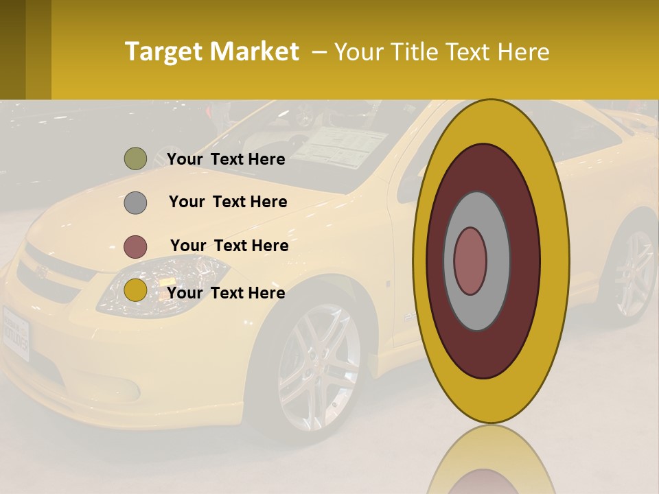 A Yellow Car Is On Display In A Showroom PowerPoint Template