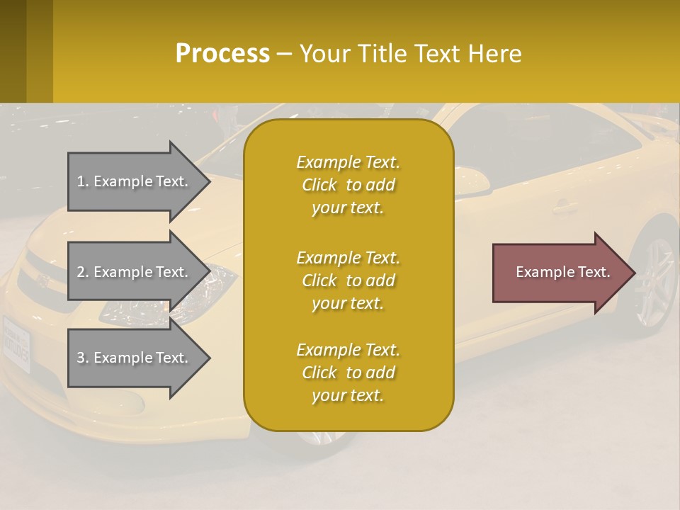 A Yellow Car Is On Display In A Showroom PowerPoint Template